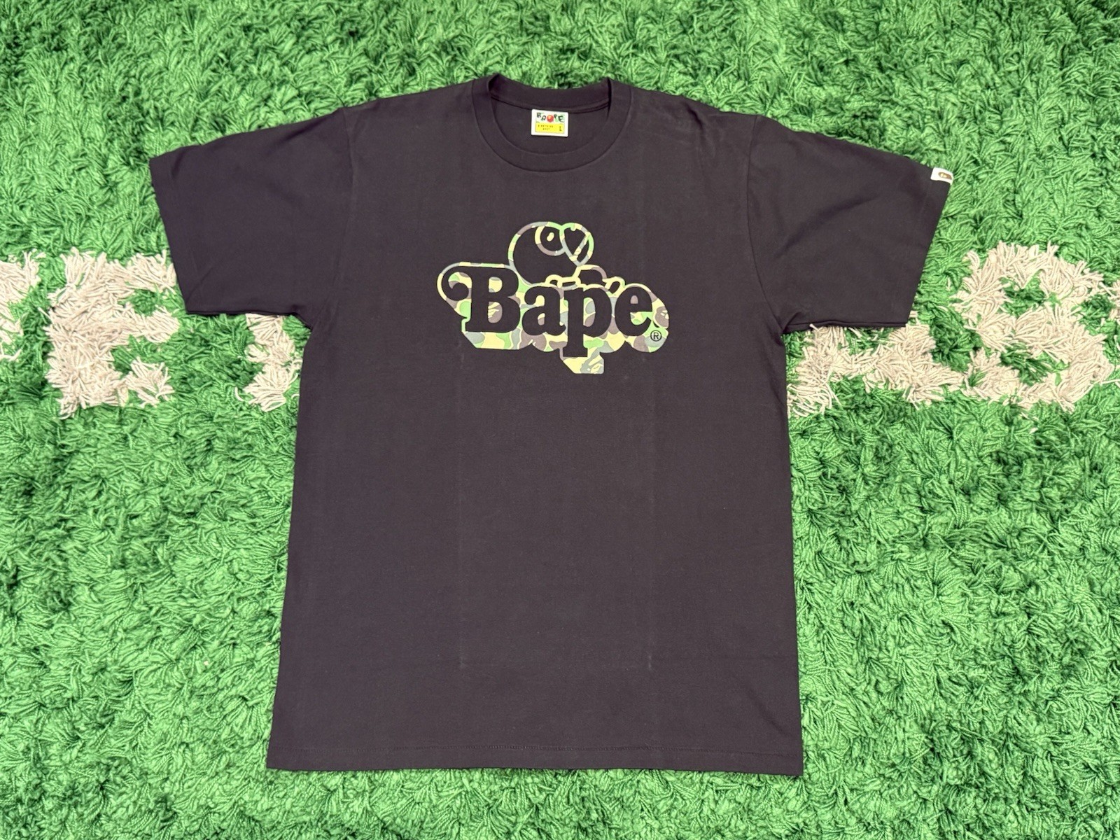 Bape ABC Camo Milo Tee Black Green Size L 100% Authentic New