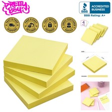 Self-Stick Yellow Sticky Notes - 4 Pads of 100 Sheets for Effortless Reminders