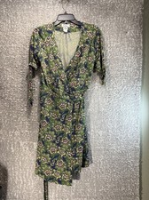 Lilly Pulitzer White Label Silk Wrap Floral Dress S Preppy Colorful Preppy VTG