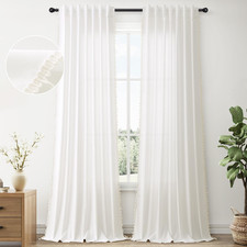 Spwiy Natural Ivory Linen Curtains 120 Inches Long 2 Panels Boho Farmhouse Semi