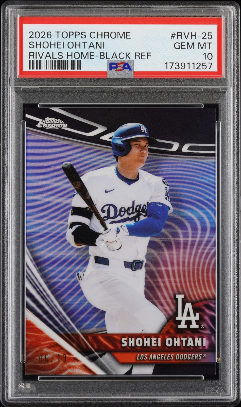 Shohei Ohtani 2026 Topps Chrome #RVH-25 Black Refractor Rivals Home 6/10 PSA 10