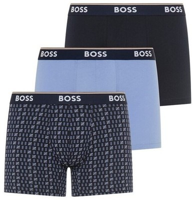HUGO BOSS Boxer Briefs Long Mens Medium Navy Blue 3-Pack Power Cotton Stretch