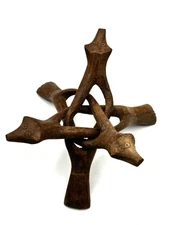 Vintage Carved Tripod Cobra Display Stand for Crystal Ball Abalone Shell Mineral