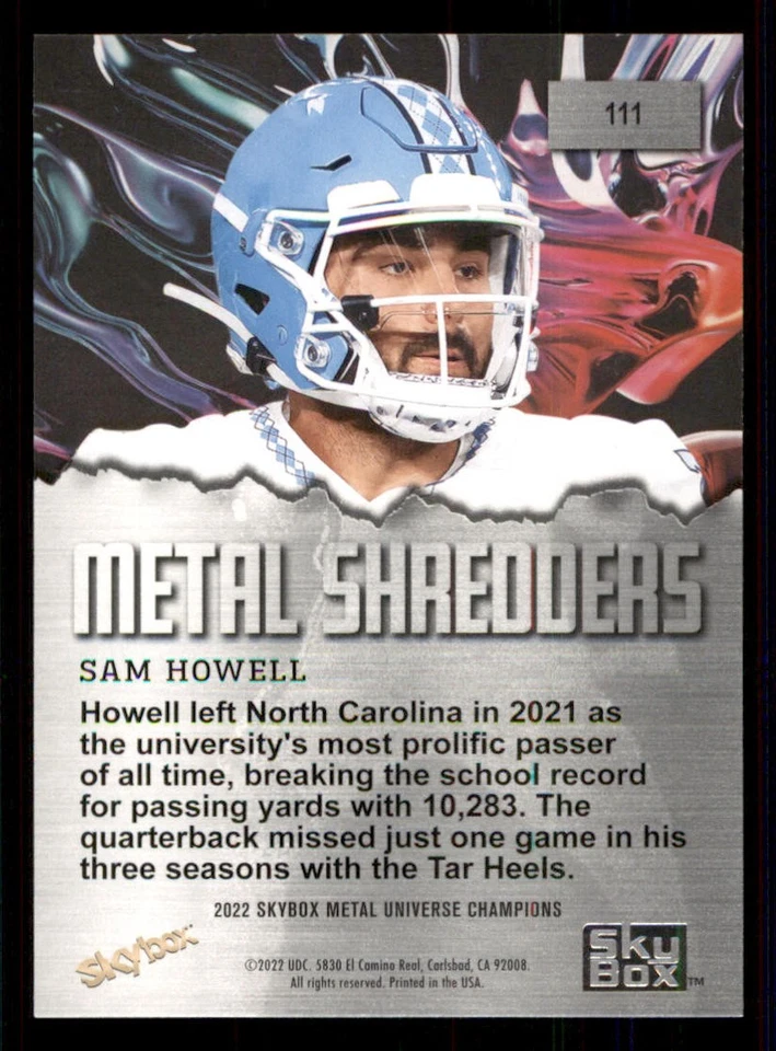 2022 Skybox Metal Universe Champions #111 Sam Howell MS - Image 2 of 2