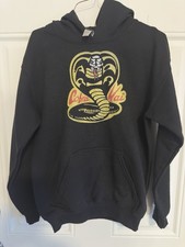 Karate Kid Youth Boys Cobra Kai Dojo Logo Long Sleeve Hooded Sweatshirt Sz Y M