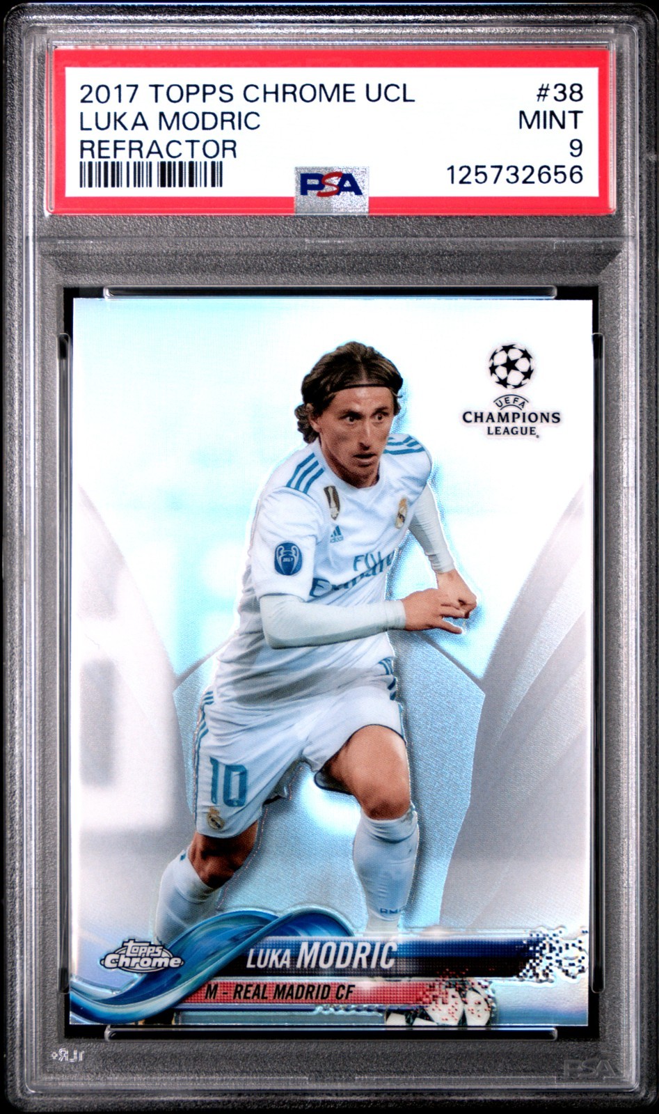 2017 Topps Chrome UEFA Champions League Refractor 38 Luka Modric PSA 9 Mint