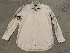 David Donahue Shirt Men's 16 34/35 Gray Check Trim Fit Long Sleeve Button
