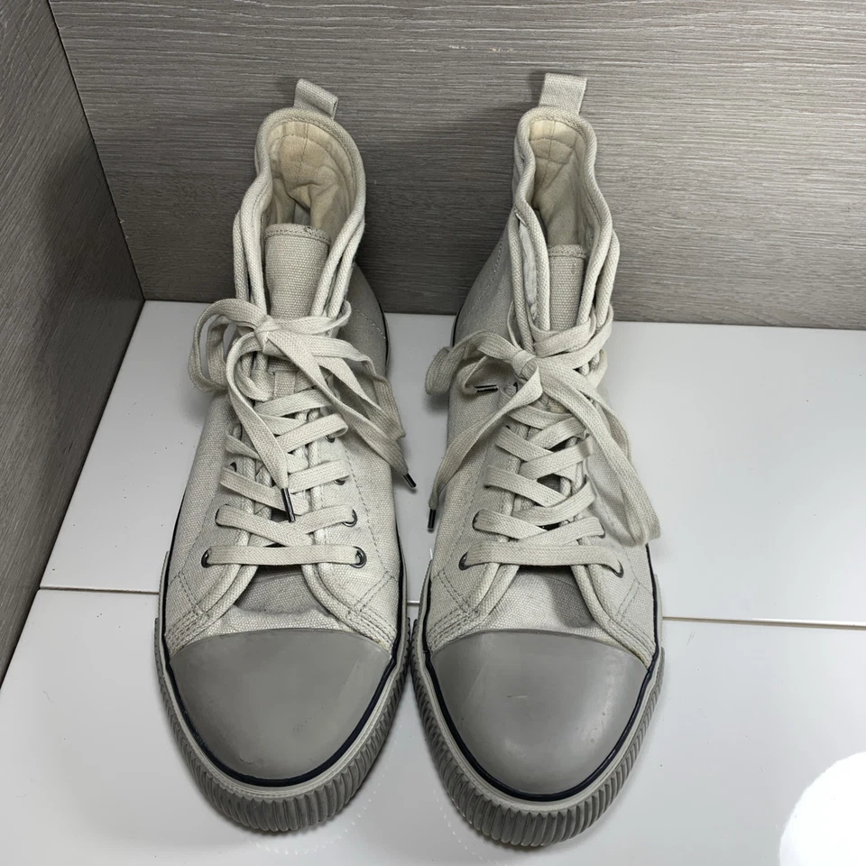 Tênis de lona Allsaints Rigg Hightop cinza claro tamanho 11 EUA/UE 44 - Imagem 3 de 4