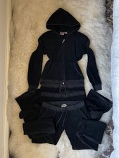 Vintage Rare juicy couture black terry cloth tracksuit 4 piece SET