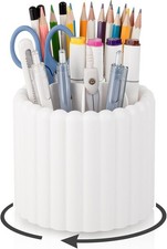 360  Rotating Pen Holder 7 Slots Desk Organizer Removable Pencil Cup Plastic Art