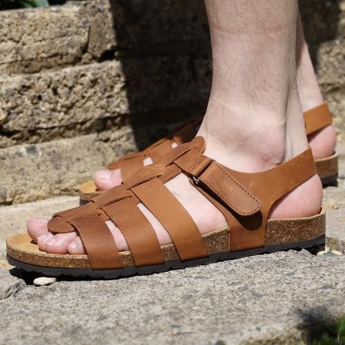 Oak Hyde Castro Mens Brown Tan Leather Fisherman Jesus Sandals
