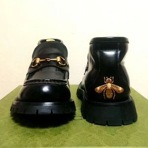 Mocassins homme 9.0US Gucci Horsebit bottes semelle à pattes noir 8