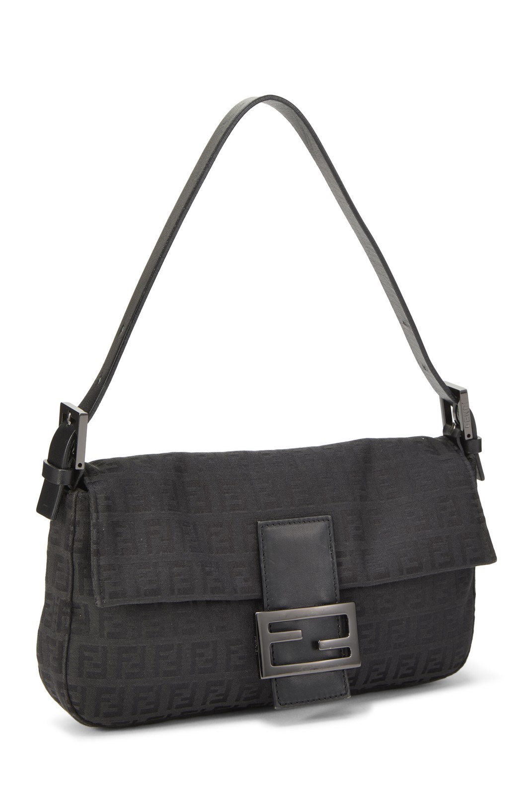Fendi Black Zucchino Canvas Baguette - WGACA - Gem