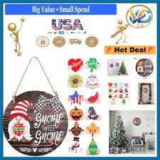 Interchangeable Wooden Gnome Welcome Sign 12 Inch Front Door Decor Fall  Hol...
