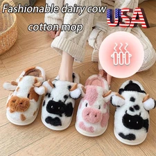 Cow Fur Slippers for Home Use Warm Plush Cotton Slippers for Men and Women