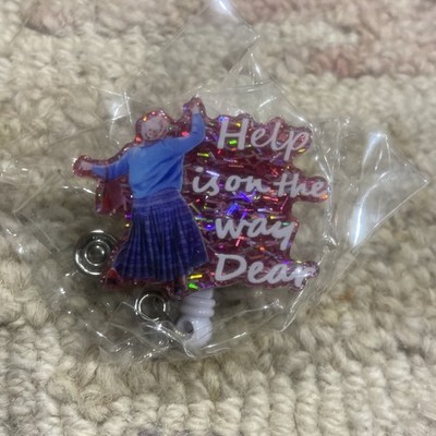 Mrs. Doubtfire Help Is On The Way Dear Funny Retractable Work ID Badge Reel -New