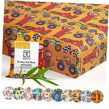 100 Viscose Fitted Crib Sheets, Girls, Boys Unisex, 8 Inch Deep Racecar