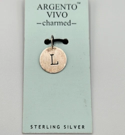 Argento Vivo X6302 Plata de Ley 925 Inicial Letra Disco Dije 'L' Foto 3 de 4