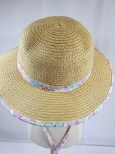 Floral print Straw Hat by C.C.Kids for spring/Summer Ages 4-10