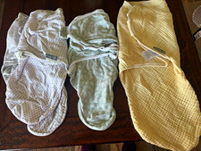 SwaddleMe Original Swaddle, Small/Medium, Lot of 3 Cotton, Leaves, White/Gray