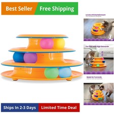 Tower of Tracks Cat Toy   3-Level Track Tower with 6 Balls, Interactive Cat T...