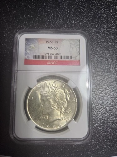 1922 $1 Peace Silver Dollar NGC MS63