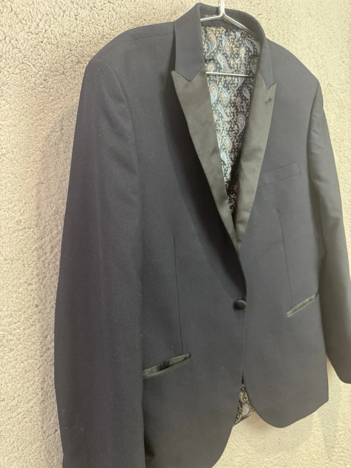 Next Traje de Cena Esmoquin 2 Piezas Para Hombre 44L Azul Marino 36R Calce Ajustado Noche Blazer Foto 4 de 4
