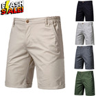 Mens Chino Shorts Cotton Summer Casual Elasticated Solid Cargo Combat Half Pants