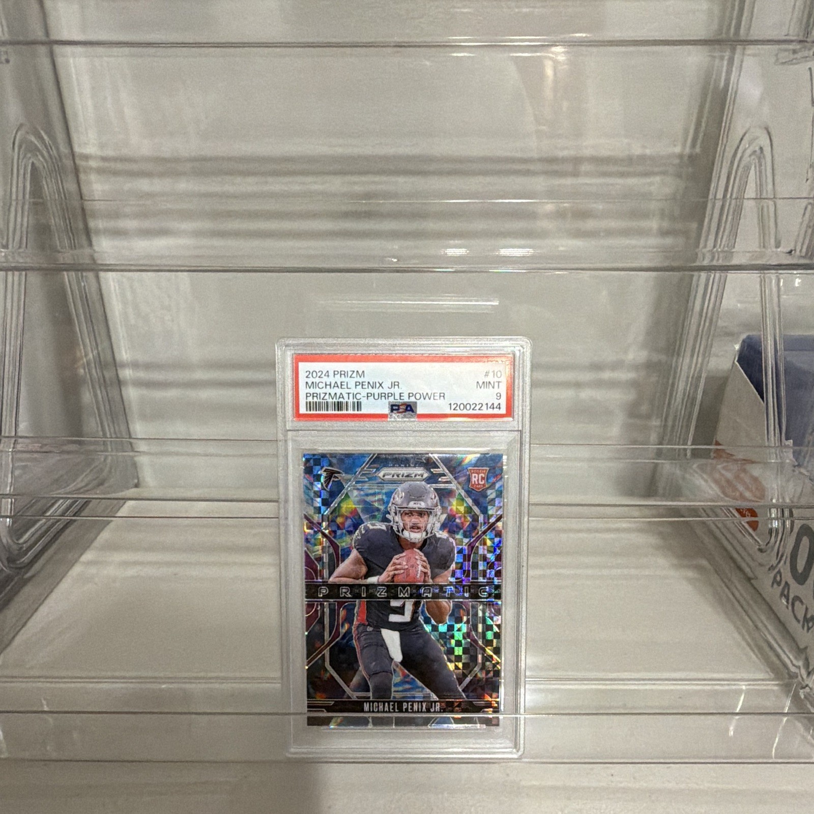 Panini 2024 Prizm Prizmatic Purple Power Michael Penix Jr #10 Falcons /10 PSA 9