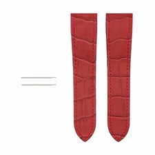 SCREW 20MM LEATHER STRAP BAND FOR CARTIER SANTOS 2878 ALLIGATOR GRAIN RED