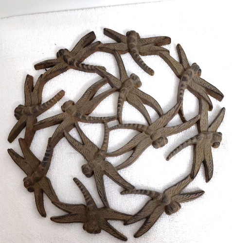 Dragonfly Cast Iron Stepping Plate Garden Yard Pond Decor Rustic Brown 11.5"