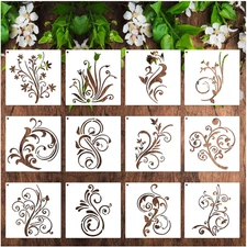 Floral Stencils for Painting on Wood Furniture Wall Reusable Canvas Flower Flour
