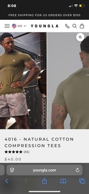 YoungLA Natural Cotton Compression Tee Size Extra Large