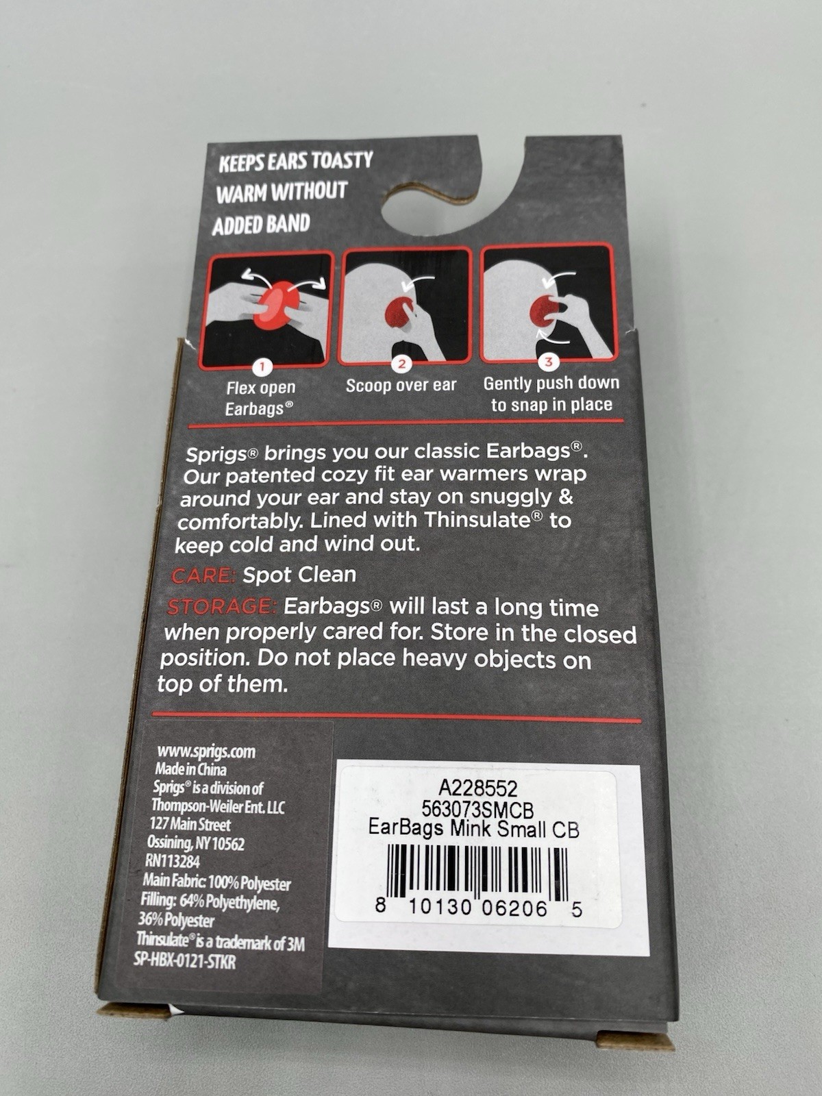 Sprigs Ear Bags Bandless Ear Warmers Small Mink Bag Included Thinsulate NIB