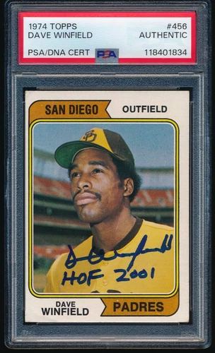 1974 Topps #456 Dave Winfield Signed HOF 2001 Ins San Diego Padres PSA AUTHENTIC