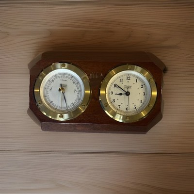 1970-1980 NOS Weems & Plath Oxford Desk Clock Barometer Nautical Quartz #9008