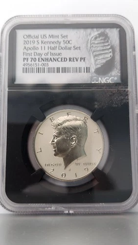2019-S Kennedy 50 Cent, Appollo 11 Half Dollar, NGC PF 70, Rev Proof, FDI.