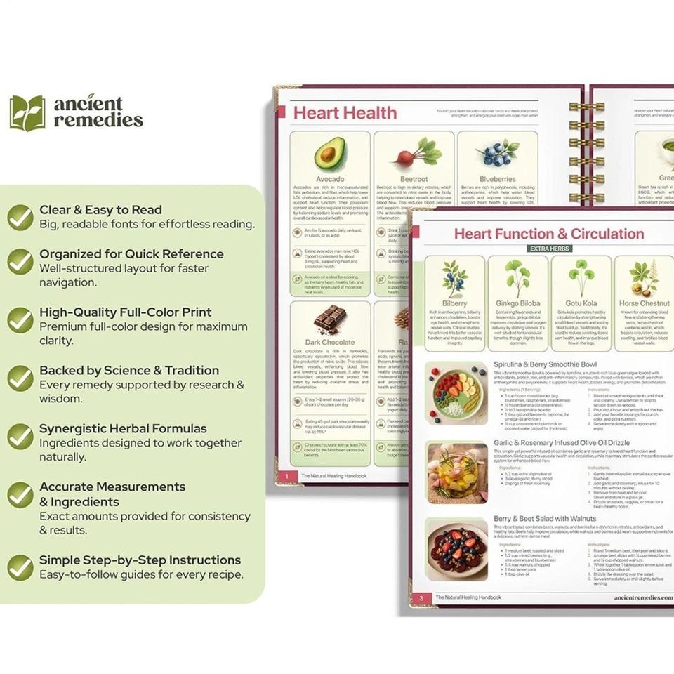 The Natural Healing Handbook, Spiral-Bound Guide for Herbal Remedies and Natural - image 3 of 4