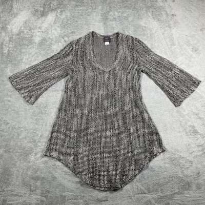 Elif For Jordan Taylor Cover Up Womens XS Gray Knit Sheer 3/4 Sleeve Beach Swim