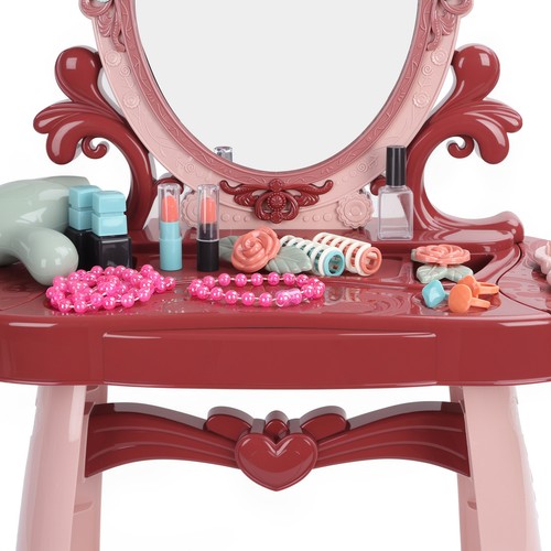 Toddler Vanity Makeup Table Toy with Mirror & Chair Kids Vanity Set with Light - Picture 3 of 13