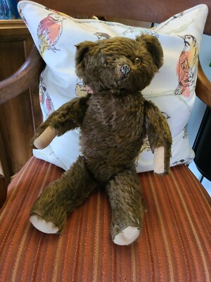 Antique Mohair early knickerbockers Teddybear Glass Eyes Metal