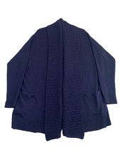 J. Crew Car Coat Cardigan Size M/L Long Knee Length Open Shawl Navy Wool Bln EXC