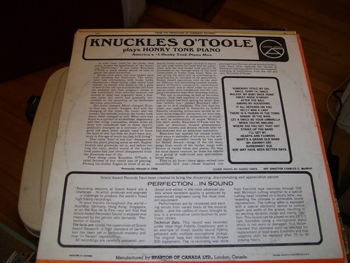 KNUCKLES O'TOOLE + ORCHESTRA-HONKY TONK PIANO-LP-NM-AMERICA'S #1 HONKY TONK MAN - Picture 2 of 2