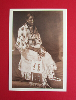 EDWARD CURTIS VINTAGE 4,3'' x 6,2'' SEPIA FOTOKUNSTKARTE AMERIKANISCHE INDIANER