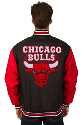 JH Design NBA CHICAGO BULLS ポリスタジャン NBA Chicago Bulls Jackets Poly Twill Jacket Patch Logos JH Design