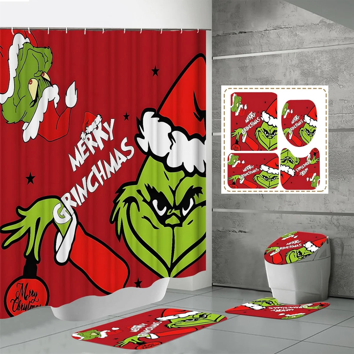Merry Christmas Grinch Shower Curtain or Bathroom Sets