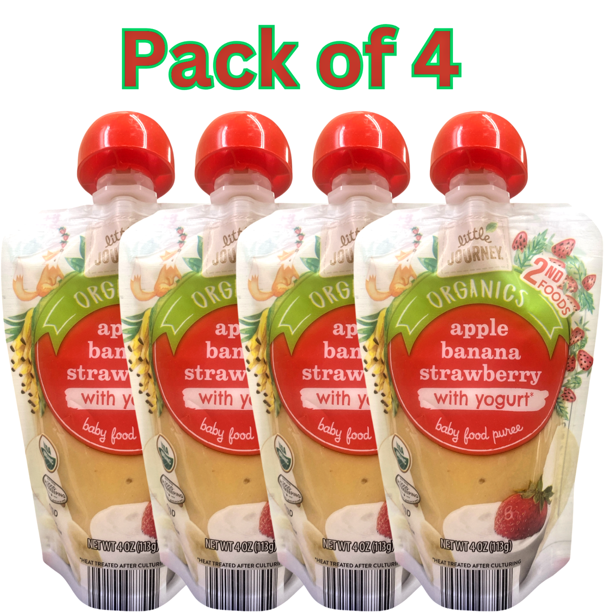 Little Journey Organic Baby Food Apple Banana Strawberry with