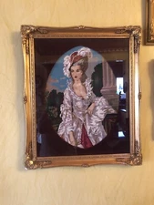 25x21 Beautiful Hand Made Neddle Work  Costome Framed With Glass