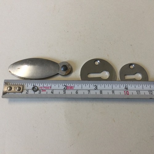 Three Metal Escutcheon Key Holes Chrome Plated Salvaged Reclaimed - Picture 6 of 8