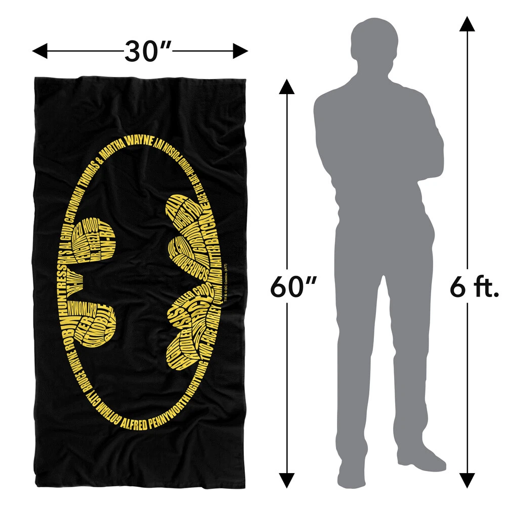 Batman Word Logo Officially Licensed Beach Towel 30"x60"